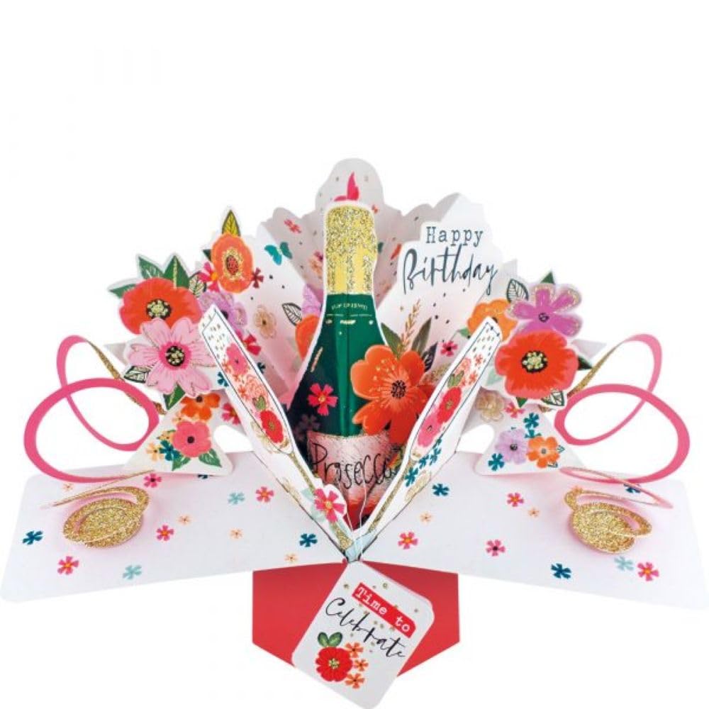 Birthday Prosecco Pop-Up Greeting Card Original Second Nature 3D Pop Up Cards