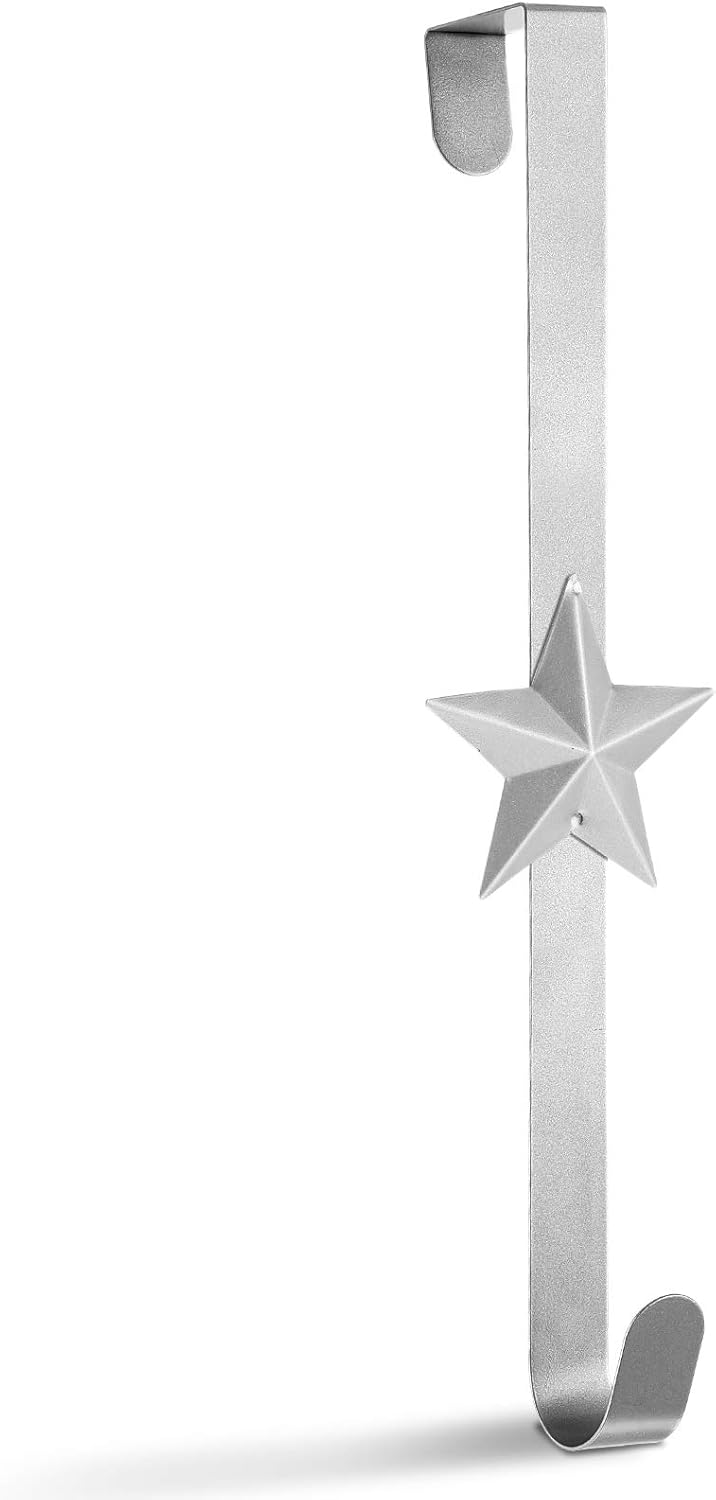 Whaline Christmas Wreath Hanger Over the Door Metal Wreath Hook Star