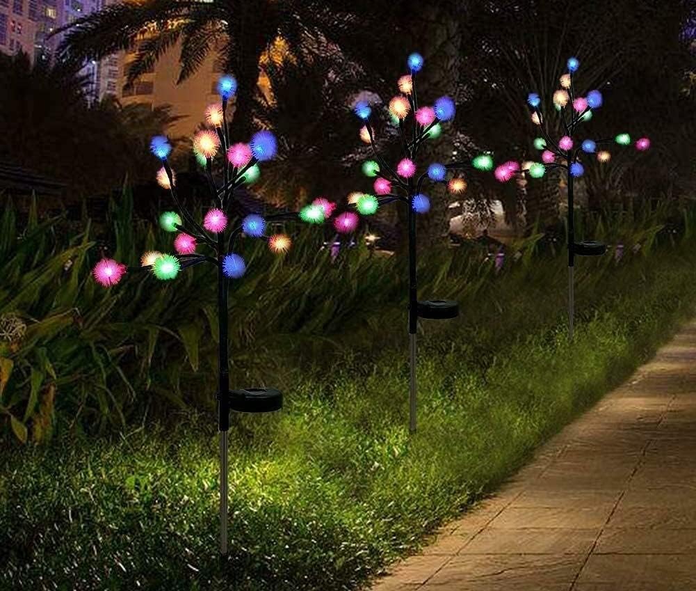 EpicGadget Solar Snowball Dandelion Light, Colorful Stainless Steel Solar Path Stake Lights for Outdoor Landscape Lighting, for Lawn, Patio, Yard, Walkway, Driveway, Pathway and Garden (4 Pack)