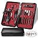 Manicure Set, Ubegood Pedicure Nail Clippers Set 16 In 1 Stainless Steel Nail Kits for Women & Men Professional Nail Scissors Grooming Kit Tools with Travel Case (Black/Red)