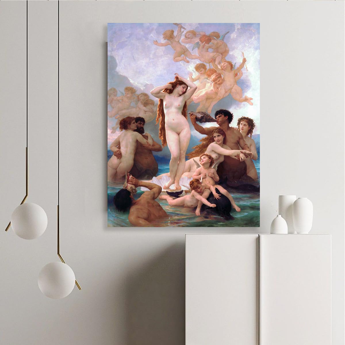 William Adolphe Bouguereau Narodziny Wenus obraz olejny sztuka ścienna sztuka ścienna vintage na płótnie grafika do domu salon dekoracja sypialni rama wewnętrzna 60x90cm