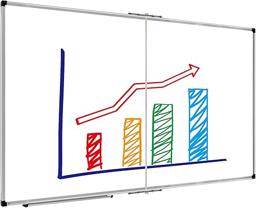 XBoard Pizarra blanca magnética extragrande de 60 x 40 pulgadas, pizarra blanca gigante plegable de borrado en seco para pared con bandeja de