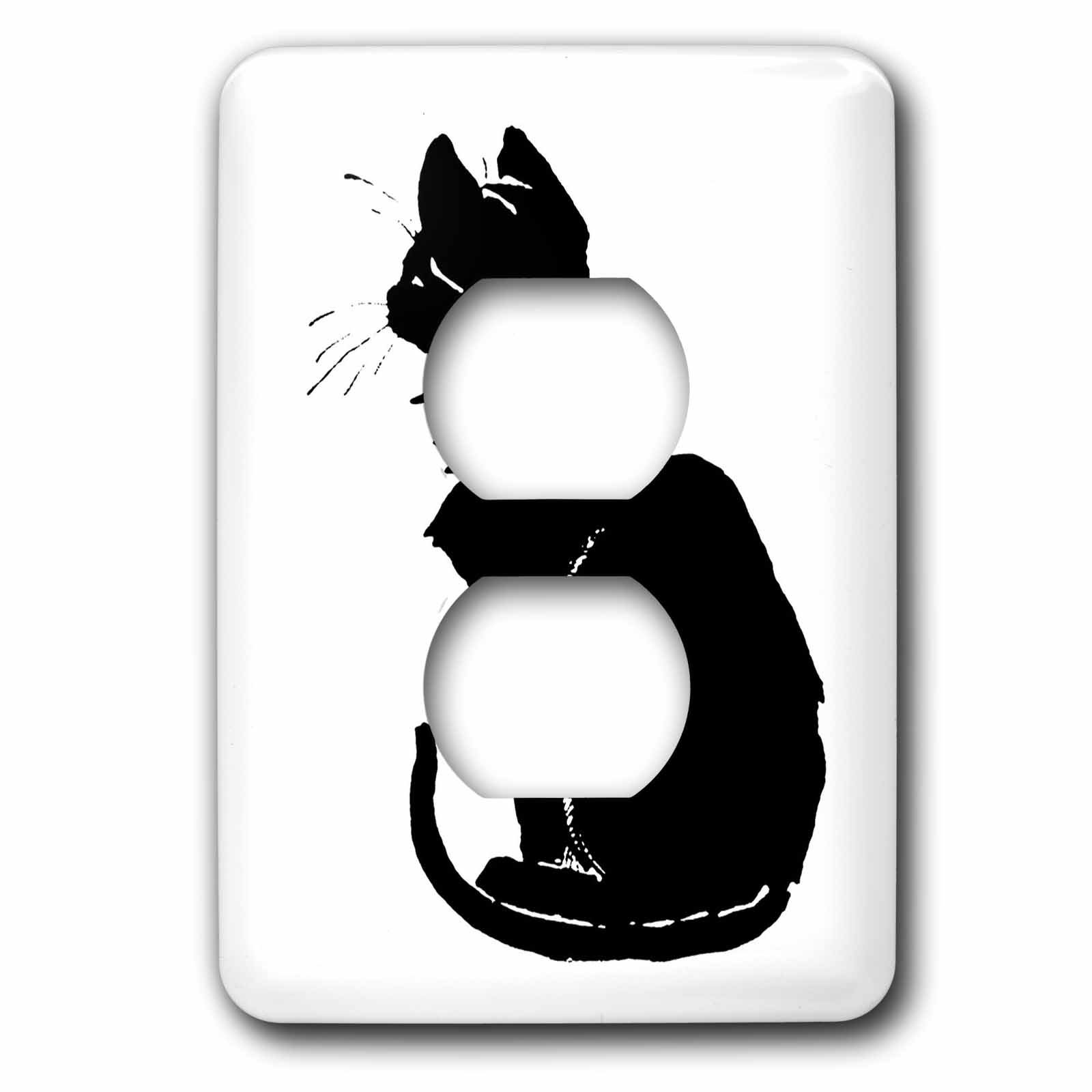 Tapa decorativa de enchufe 3dRose lsp_273607_6 diseño vector gatos negros