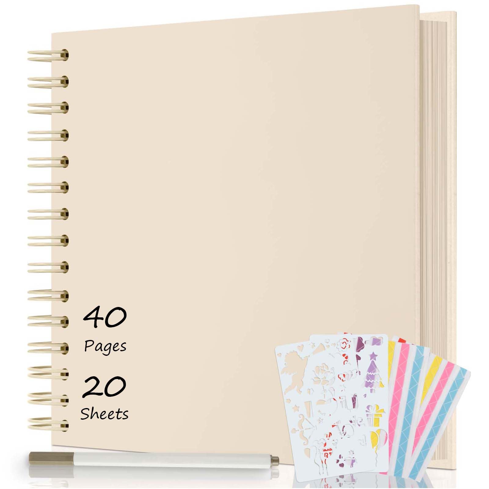 AIOR Fotoalbum zum Selbstgestalten und Einkleben, DIY Spiralalbum 40 Seiten