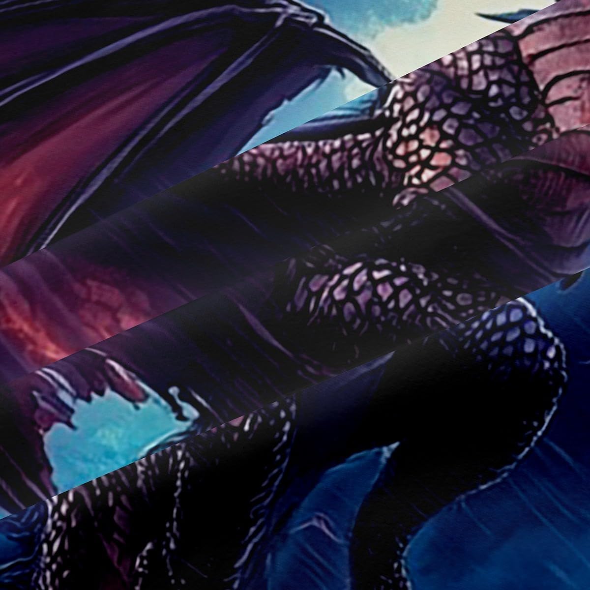 Western Dragon Kids Window Curtains,Lightning Dark Clouds Ocean Waves Window Drapes for Boys Men,Mystic Ancient Wild Animal Red Blue Window Treatments Grommet Top 2 Panel Set,38Wx45L inch