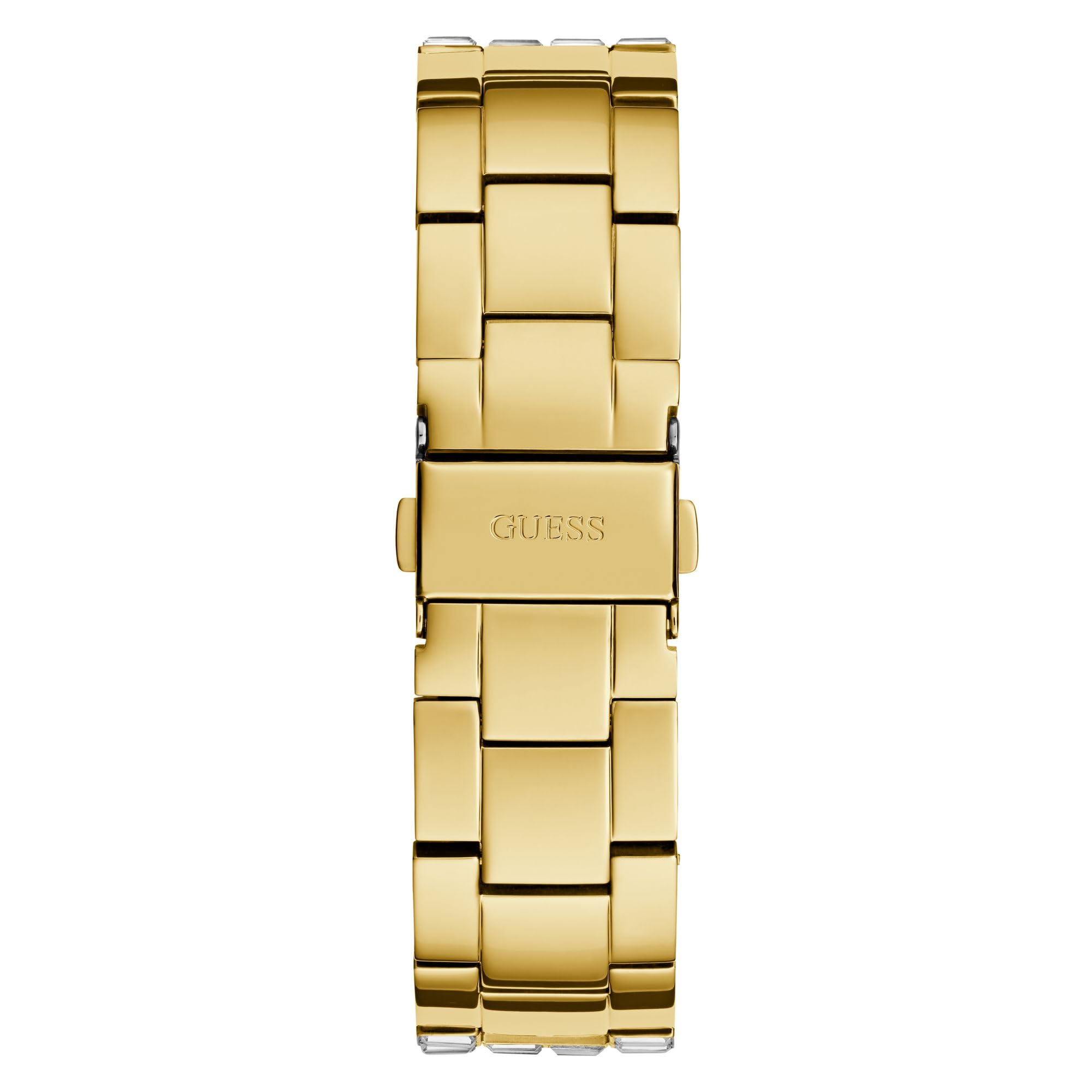 Guess Iconic 40TH Damen Armbanduhr in der Farbe Gold mit Armband aus Edelstahl, Wasserdichtigkeit: 5 bar, Gehäusedurchmesser: 40 mm, GW0812L2