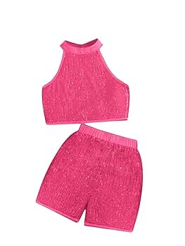 Amazon.com: OYOANGLE Girl's 2 Piece Outfit Sequin Sparkle