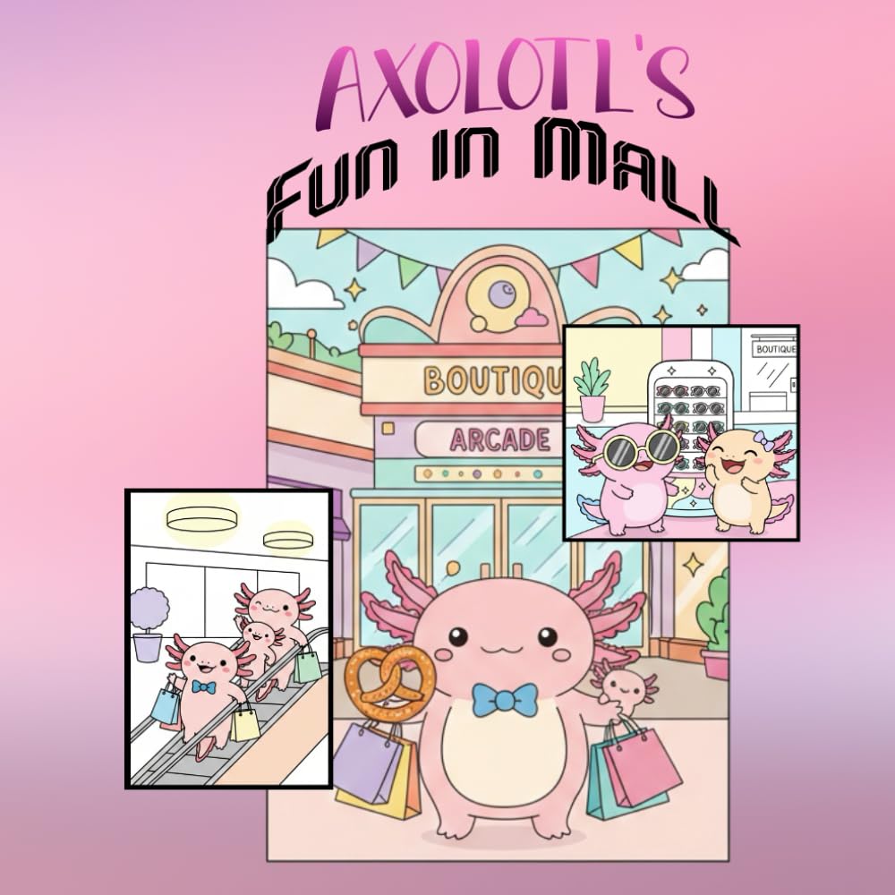 Axolotl Mall Adventure Coloring Book for Kids: Cute and Fun Shopping Day Scenes with Adorable Axolotls.: Whimsical Storefront Journeys with Happy Amphibian Pals and Big Simple Illustrations.