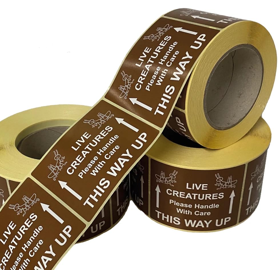 Live Creatures - Fragile Please Handle with Care This Way Up 80 x 100mm Professional Labels/Stickers 1000