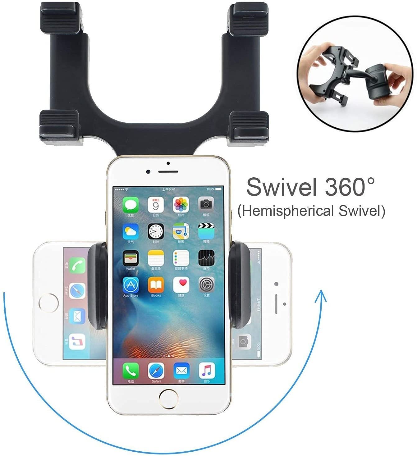 JJJ Staffa Universale del Telefono Smart Phone Auto Vista Posteriore Specchietto Bracket Bracket Camion Car Staffa Staffa Adatto for GPS/PDA / MP3 / MP4 (Nero)