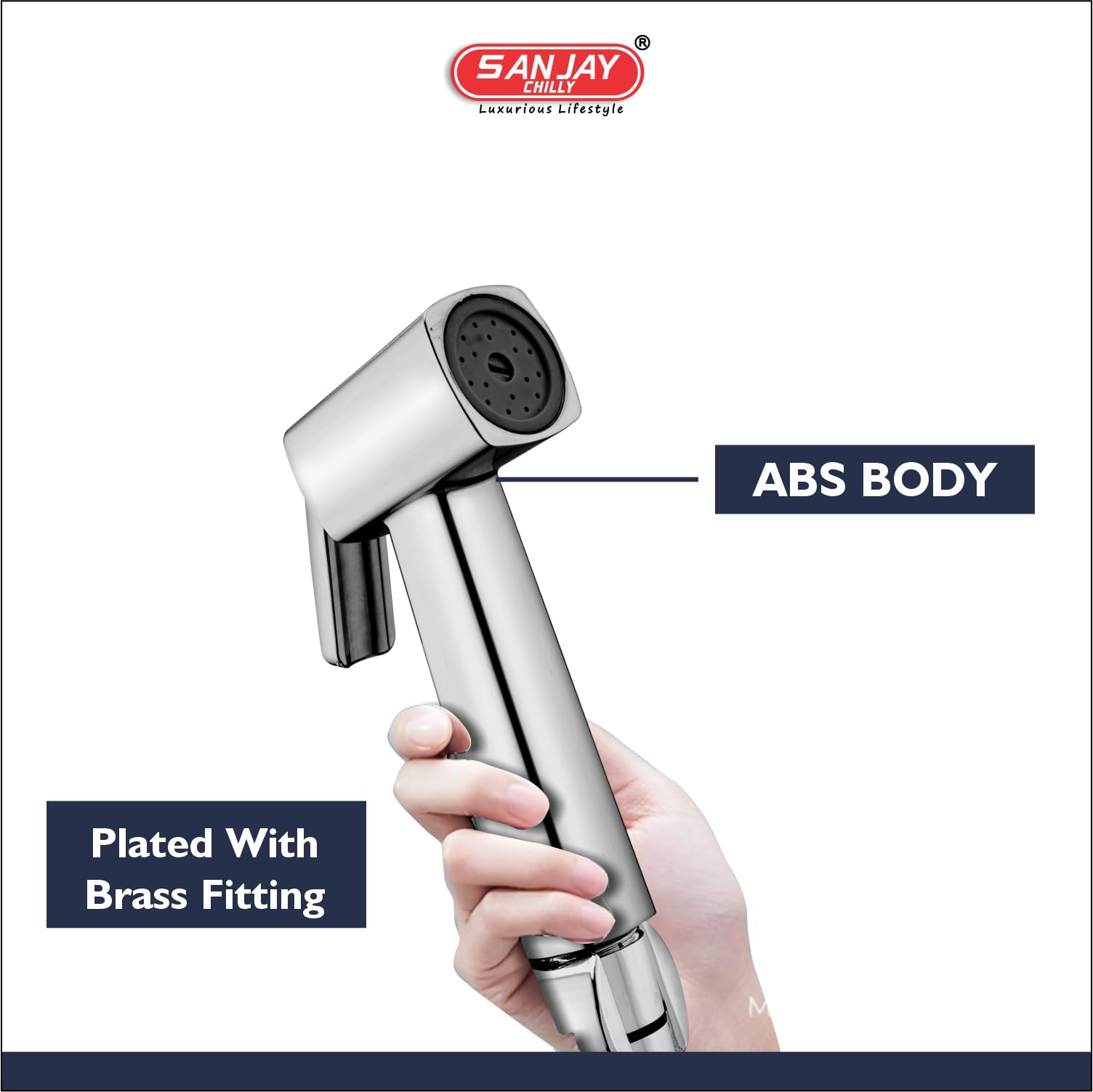 Sanjay Chilly Health Faucet Beam Jet Spray for Toilet ABS Body Stainless Steel 304 Grade High Pressure Water for Bathroom 1 Meter Flexible Hose Pipe and Wall Hook Chrome Finish 3