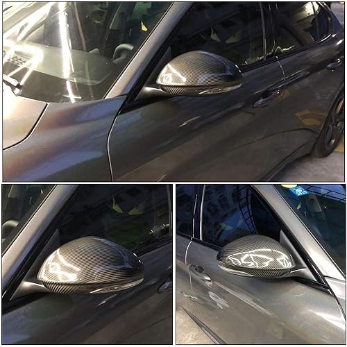 Miniatura 3 de MCARCAR KIT Tapas de fibra de carbono para espejo Alfa Romeo Giulia Sedan 2015-2020 Add-on Factory Outlet CF Side Rearview Mirror Caps Car Exterior