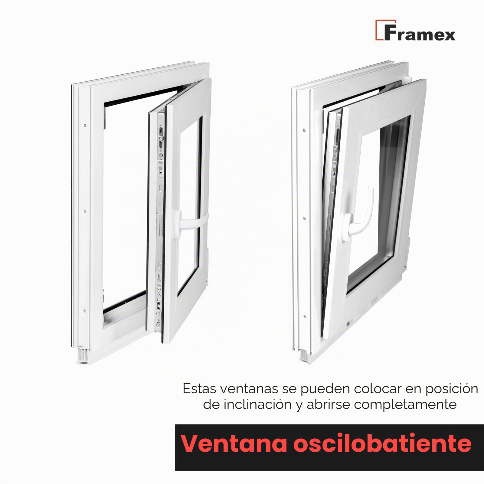 Ventana Para Sótano, Blanca, 80 x 80 cm (800 x 800 mm) de Ancho x Alto, Doble Acristalamiento, Cristal Transparente (32 mm), Oscilobatiente, Izquierda, perfil de 4 cámaras de 58 mm