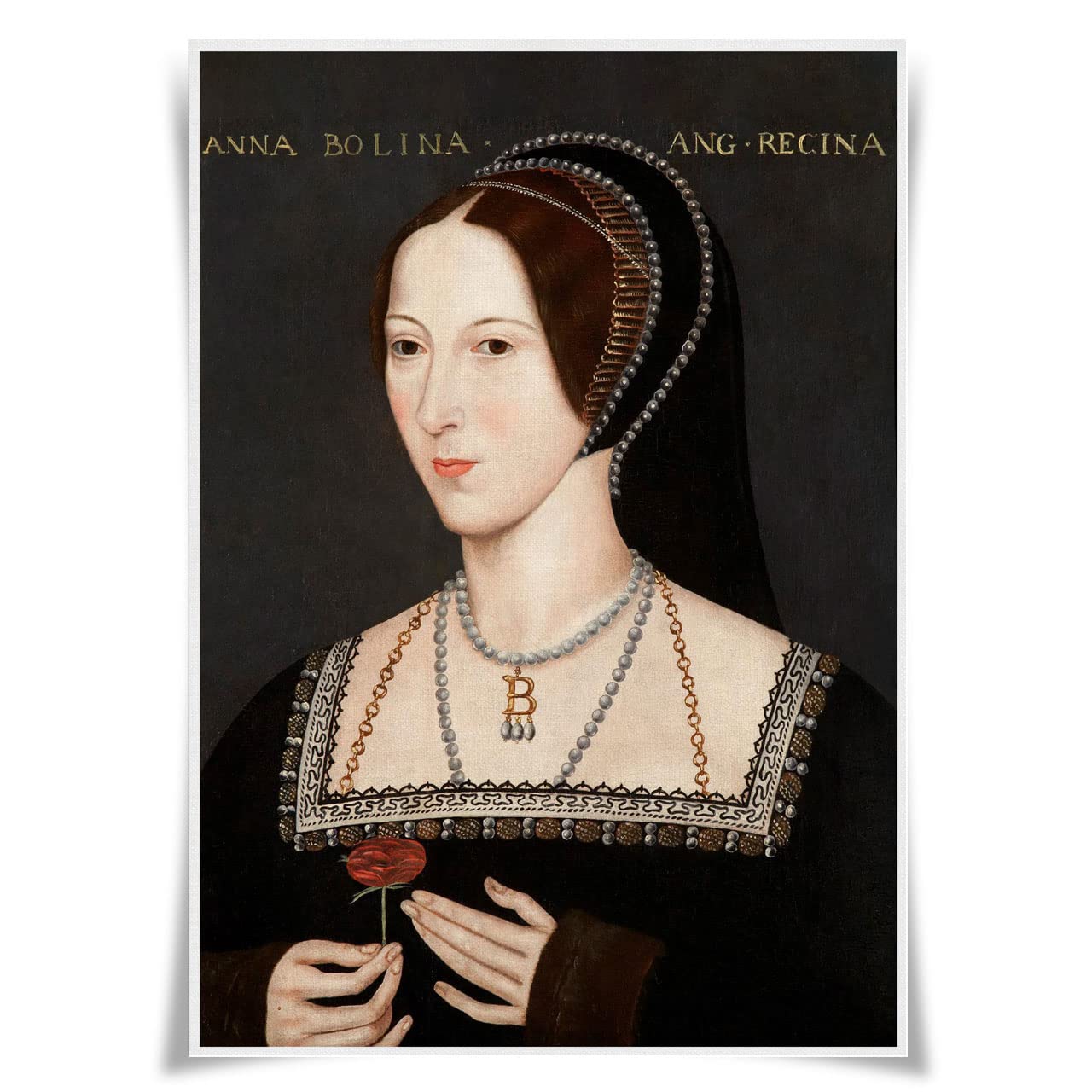 Nice Captain Portrait of 99 Great Kings, Queens and Rulers of the World Poster Fabric Material Print Fine Art Decor (Anne Boleyn)