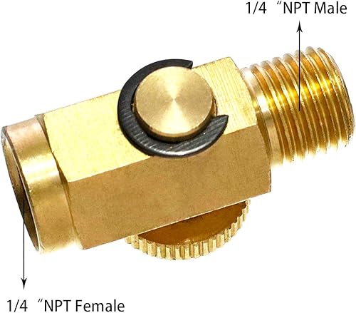 Miniatura 2 de Quickun Válvula reguladora de flujo de aire en línea de latón neumático, 14" NPT macho y hembra, herramienta del compresor de presión de aire
