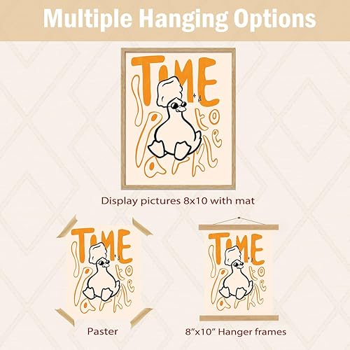 Miniatura 6 de YZSLA Divertidas impresiones artísticas de pared de baño de 8 x 10 pulgadas sin marco, impresiones artísticas retro coloridas de pato, divertidas