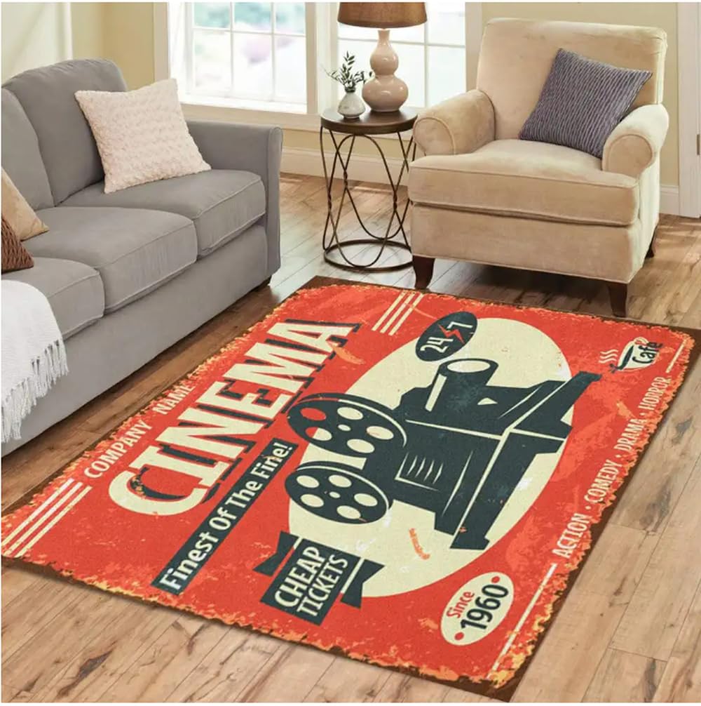 Tapis de sol doux et antidérapant style cinéma vintage pour sécuriser votre intérieur