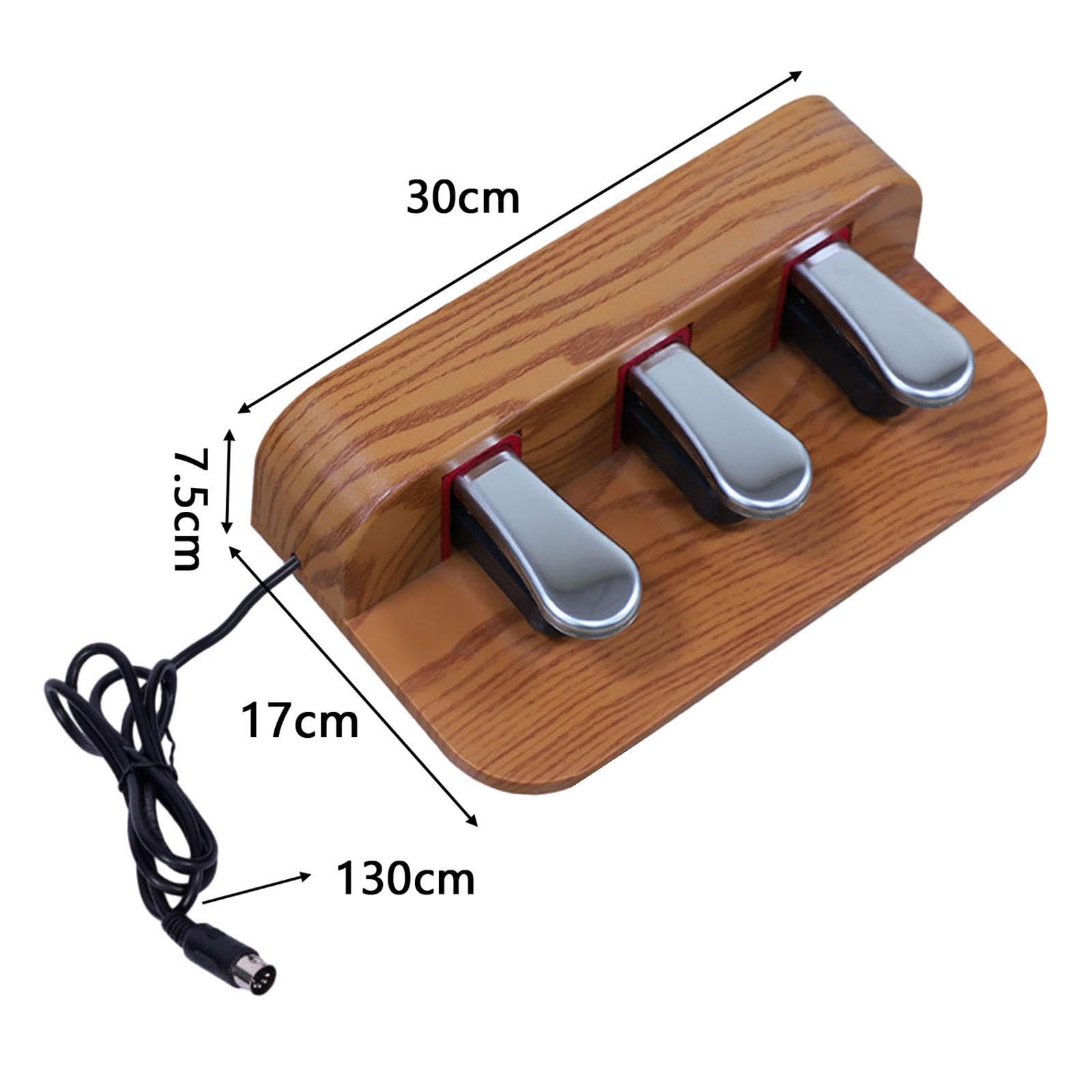 Sustain Pedal Anti-Rutsch-Dreifach-Pedal für Keyboard, E-Piano, Performance, Braun, 30 x 7,5 x 17 cm