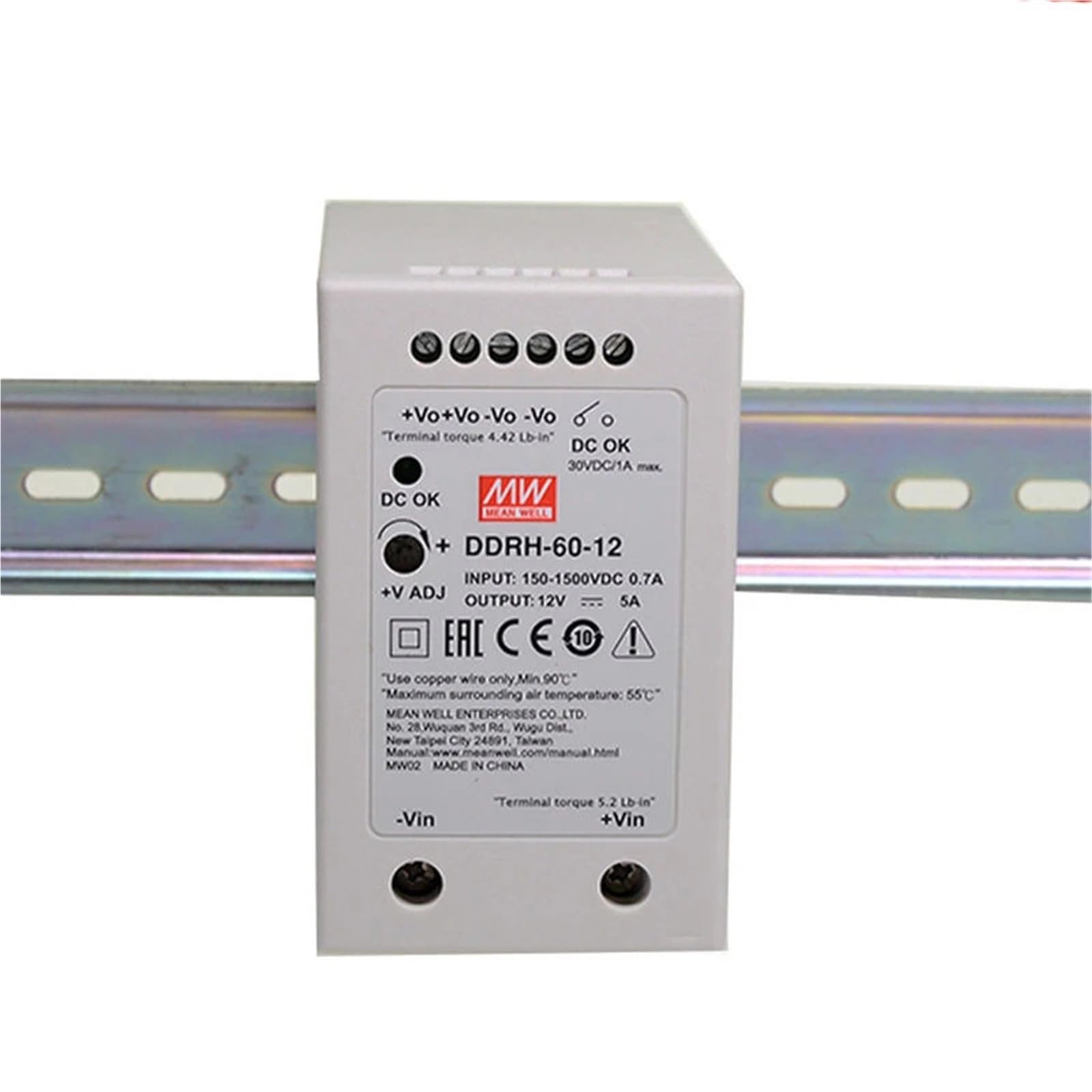 Convertisseur CC-CC DDRH-60 5V 10A alimentation rail DIN entrée large tension continue