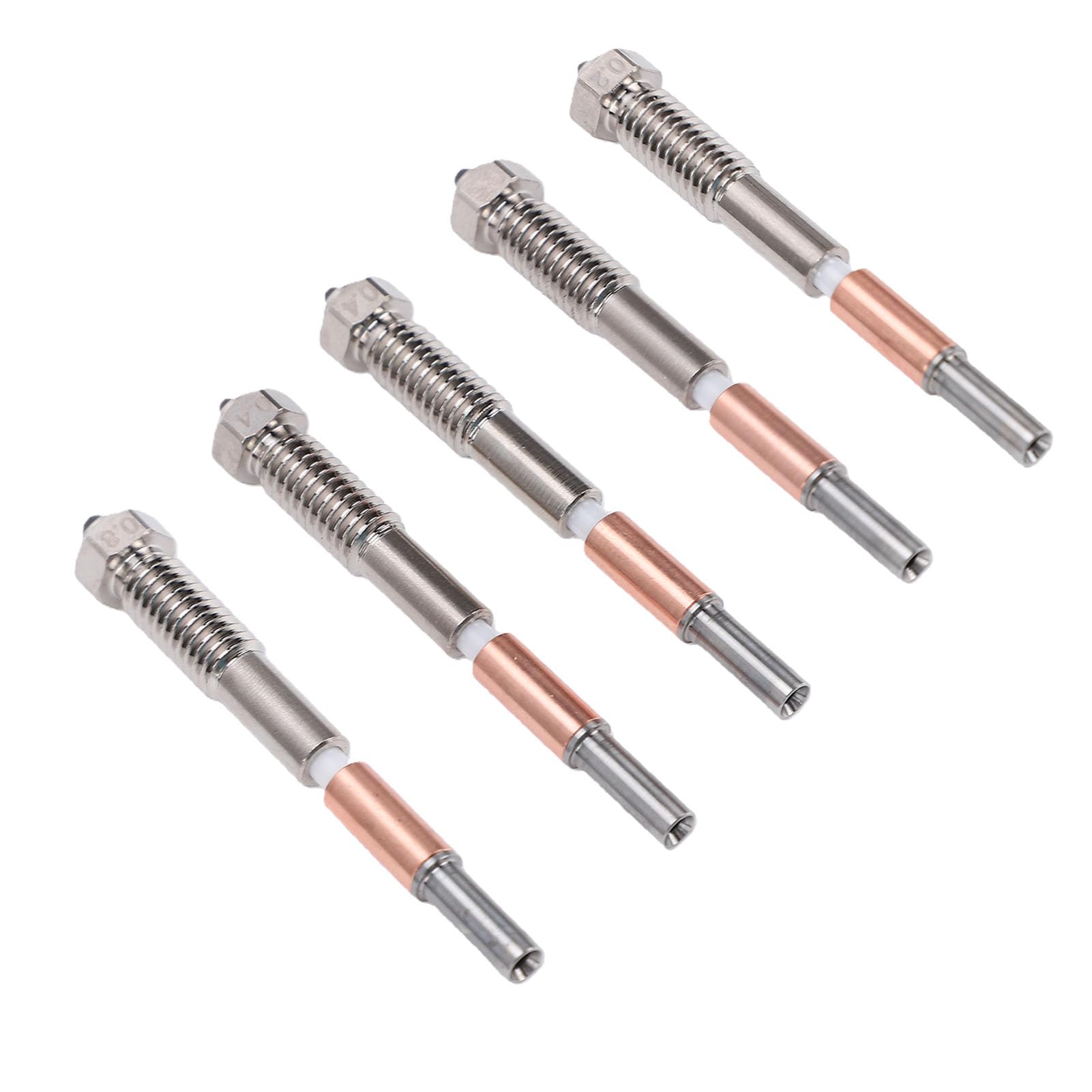 Generic Wysokowydajna Dysza Bimetaliczna 5 szt. Zintegrowana Gardziel Ceramiczna do Drukowania 3D QIDI Q2 Q2C 0,2 0,4 0,6 0,8 Mm