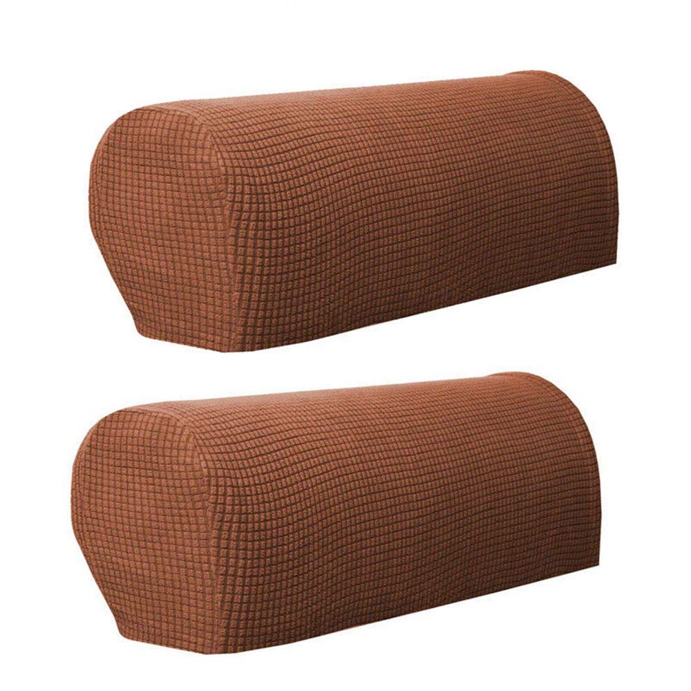 SUNDELY® 2 Pcs Armrest Cover Cap Protector Slipcover Set for Chair Sofa Settee Arm Polyester Stretch (Light Coffee)