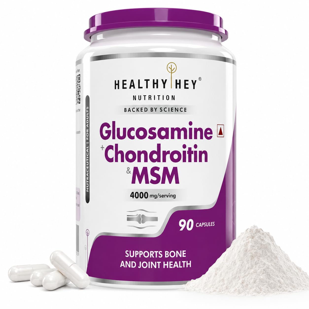 HealthyHey Nutrition Glucosamine Chondroitin and MSM for Cartilage; Joint and Bone, 90 Capsules-picture-31