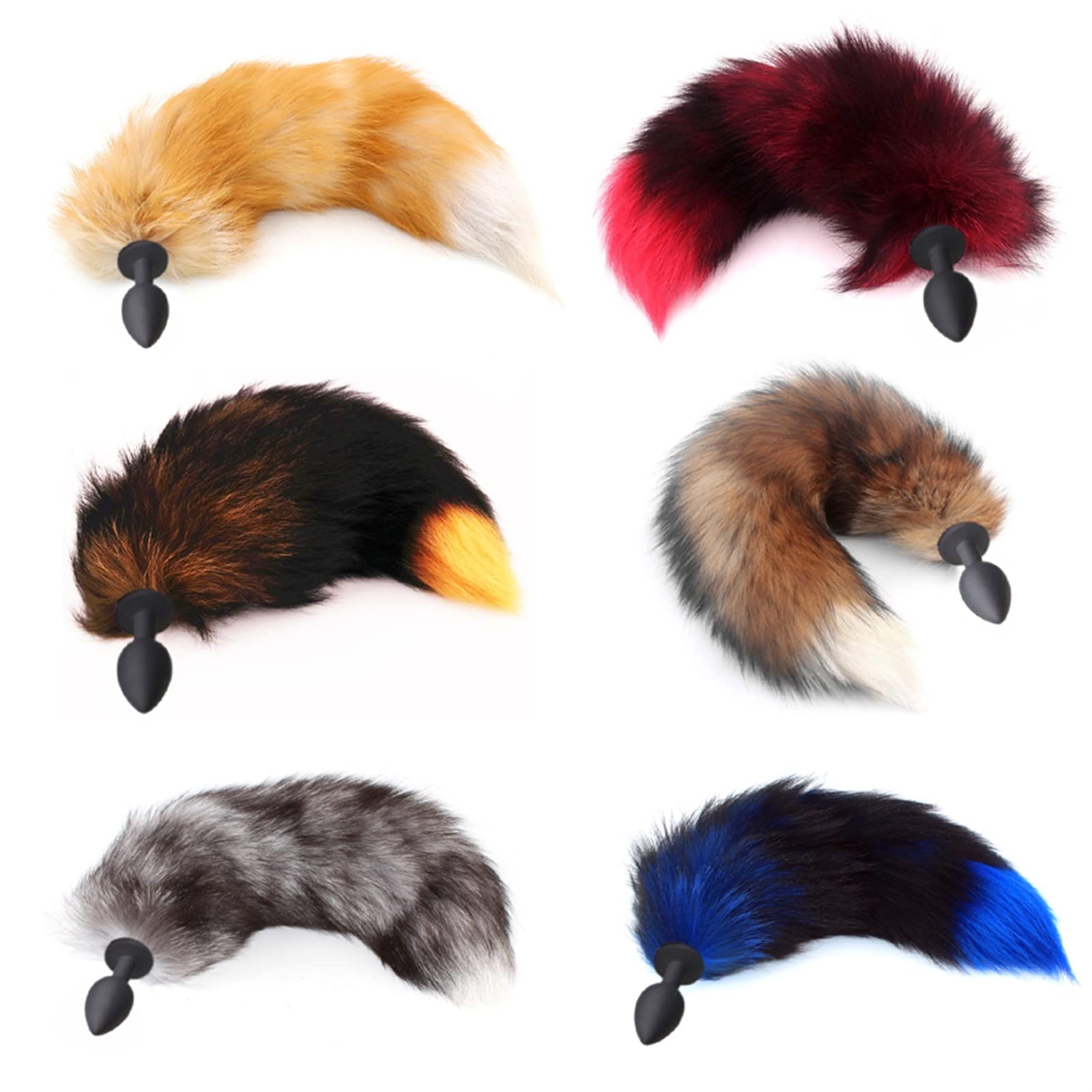 Fox Tails Anal Plug Silicone Anal Sex Toys Butt Plug Cosplay Toys Plug (Color : Auburn, Size : 2.8cm)