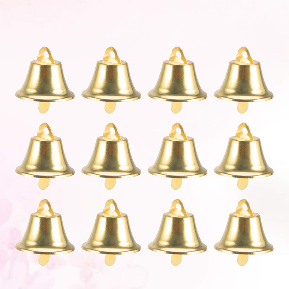 100pcs Gold Bells Christmas Jingle Bells Mini Craft Bells Vintage Brass Bells for Christmas Wind Chimes Making (Diameter 35mm)