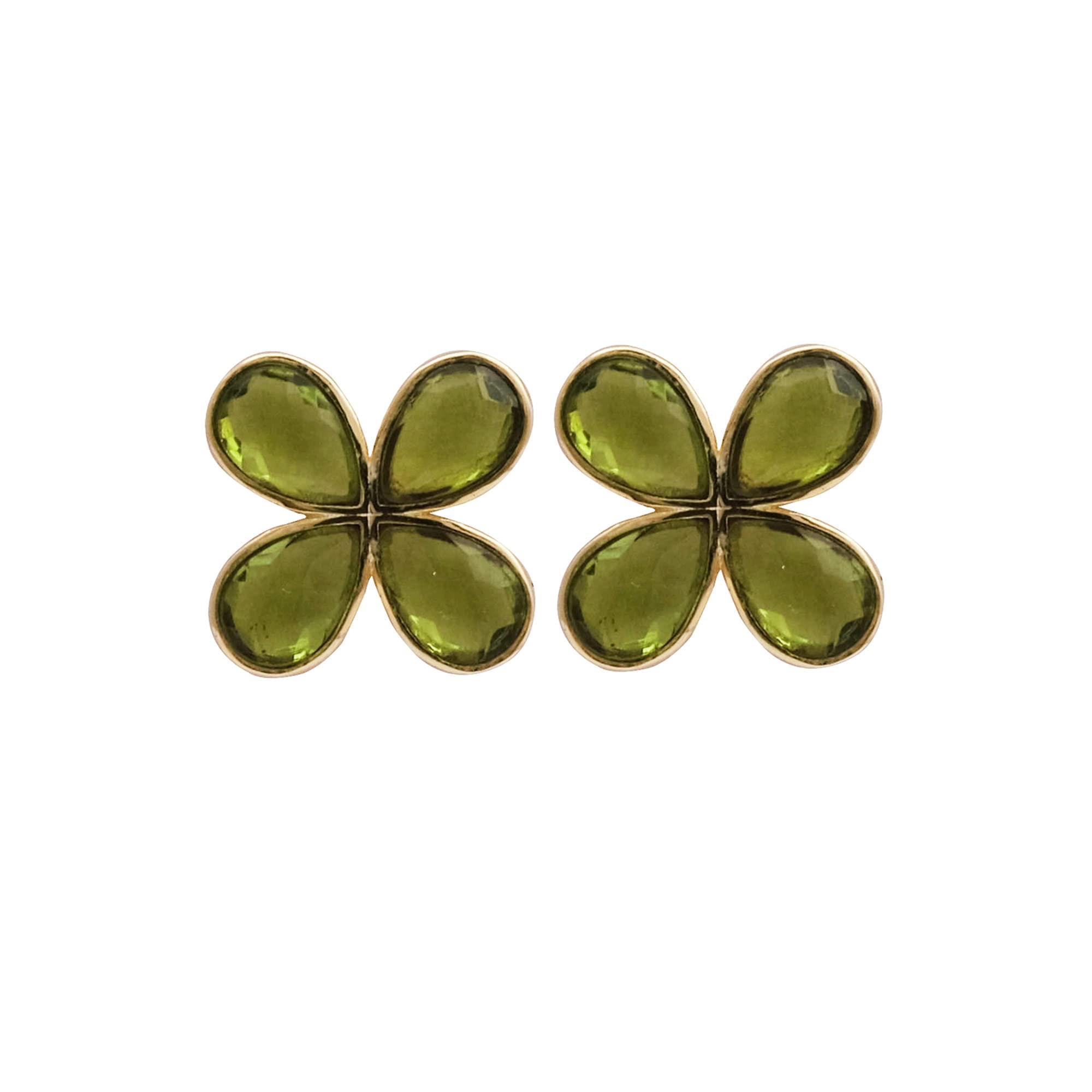 El JoyeroHandmade Gemstone Peridot Earring | Pear Shape Gold Plated Stud Earring Faceted Cut | Gift For Her Jewelry 1980)1