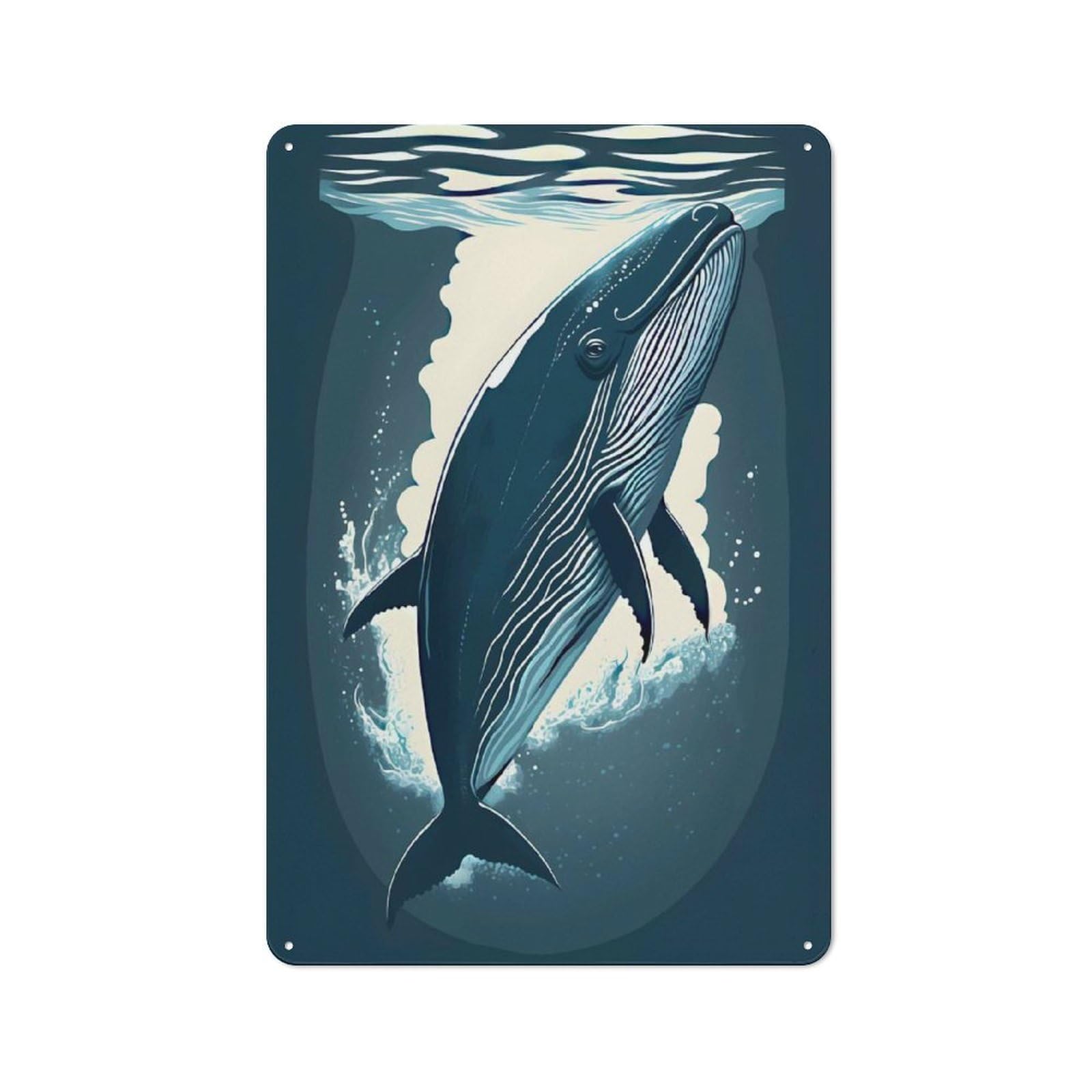 Metal Sign 30x20cm with Humpback Whale for Workshop Wall, Retro Decor, for Garage, Workshop And Man Cave Decoration