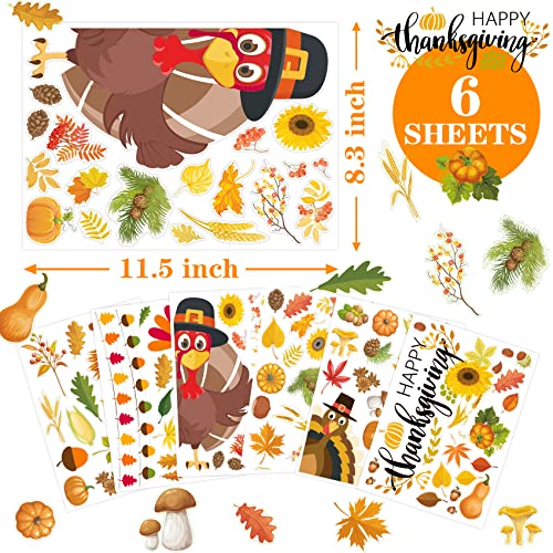 Thanksgiving Window Clings Fall Turkey Decorations Window Stickers Decals | Thanksgiving Fall Holiday Turkey Cling for Glass Window Office Home Room Bathroom Kitchen Indoor School Classroom Decor - image 2