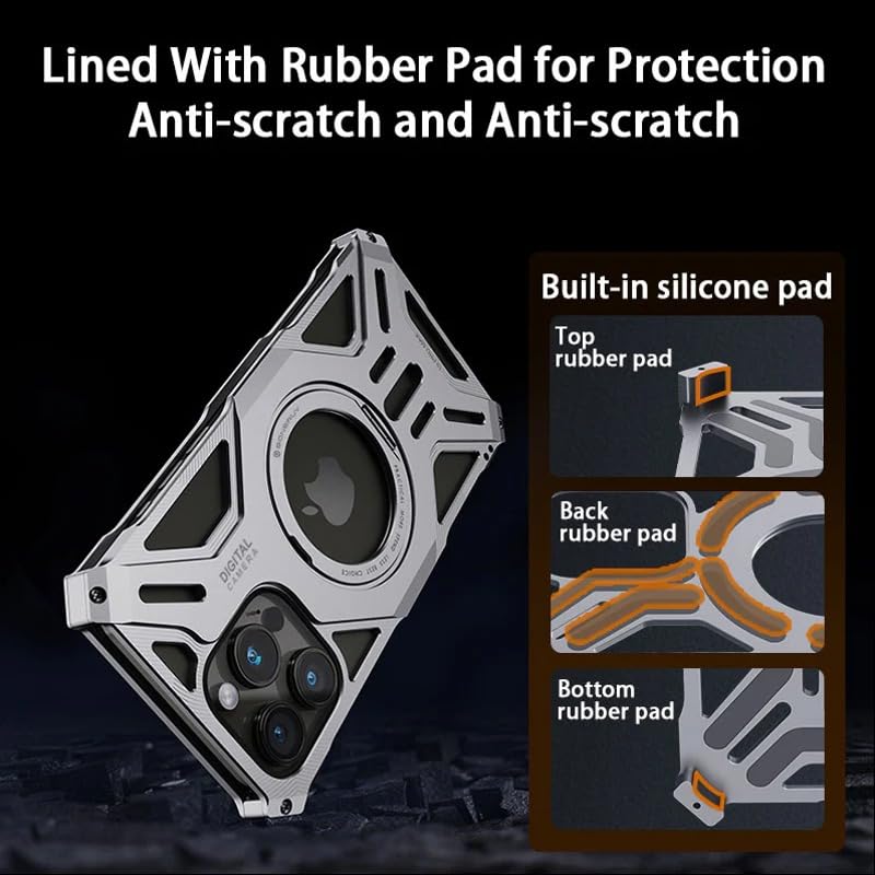 Image of MILLION CASES Back Cover Case for iPhone 14 Pro Shockproof Protective Titanium Armor Defender Case for Men & Boys(Grey)