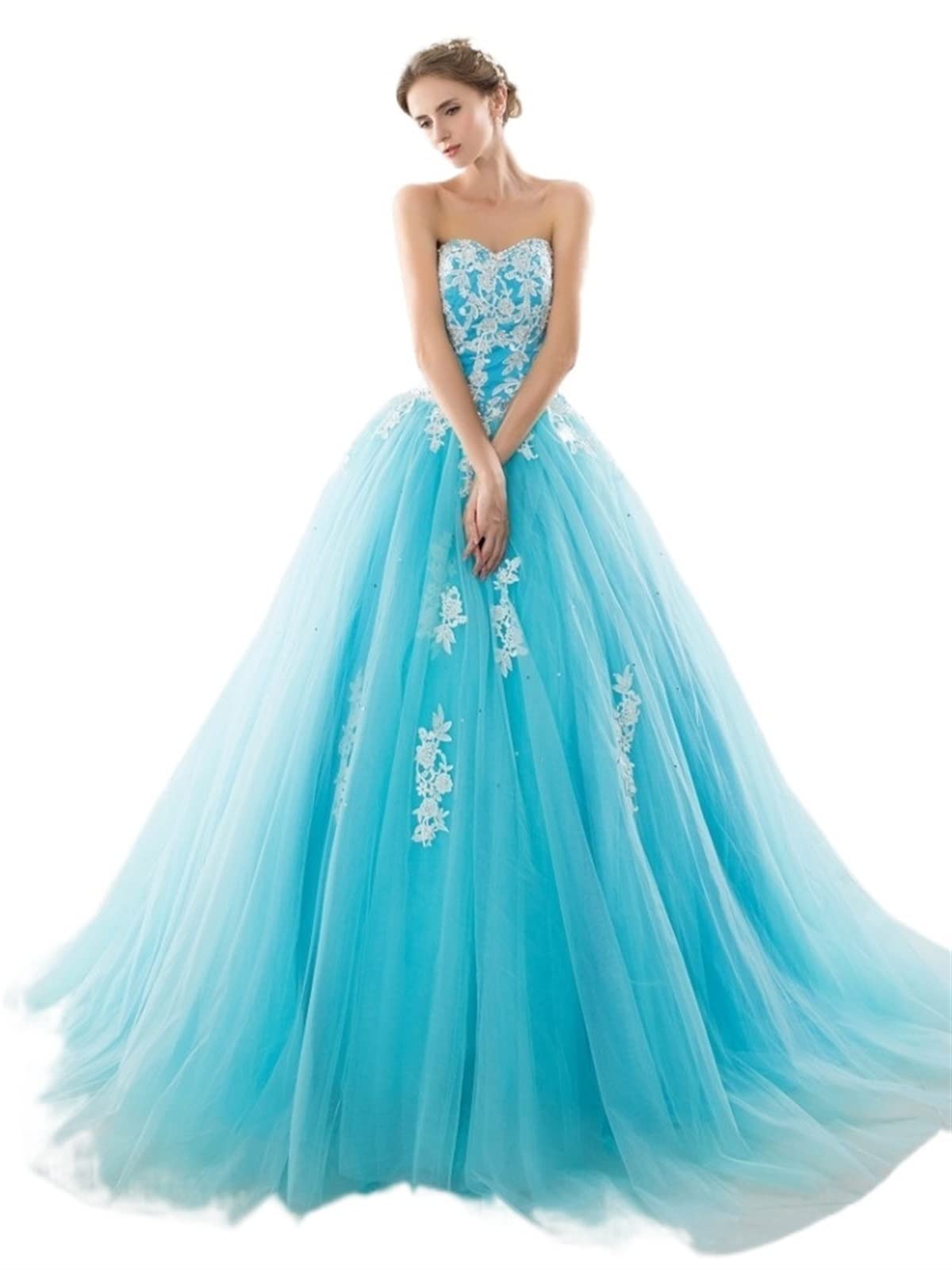 Xv Años Azul Vestidos De Novia Color Azul Cielo Cenicienta Vestido