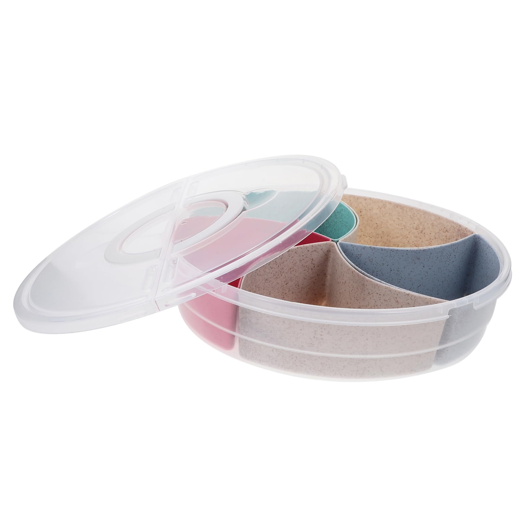 SOLUSTRE Household Divided Dried Fruit Container with Multiple and Handle Design Portable Snack Compartment Box for Fruits Nuts and Candies for Living Room and Outdoor Use