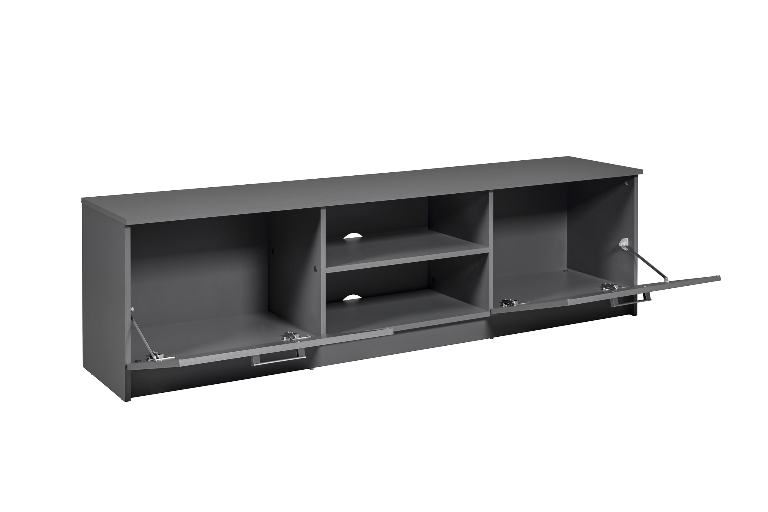 Inter Link - TV Kommode - TV Möbel - TV Konsole - 2 Klapptüren - 2 Fächer - Grau - Elenzio