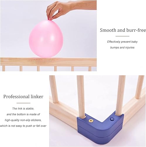 Miniatura 10 de Corralito para bebés de madera, para interiores y exteriores, centro de actividades para niños, valla transpirable y duradera, corralito de