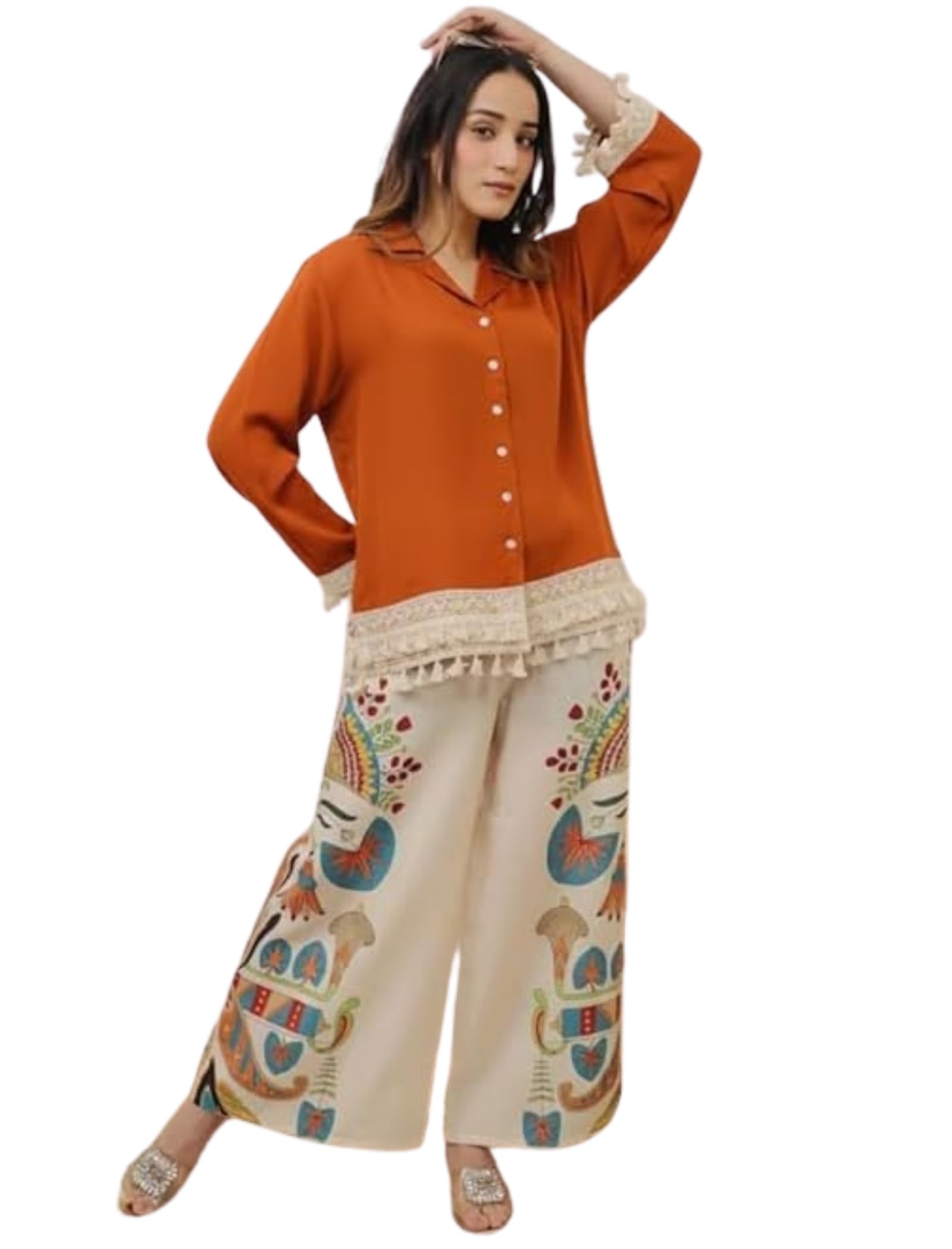 royalica Co Ord Set for Women Stylish Card Set Dress for Women Trendy Top with Plazo Pant Ladies Coord Outfit-picture-0