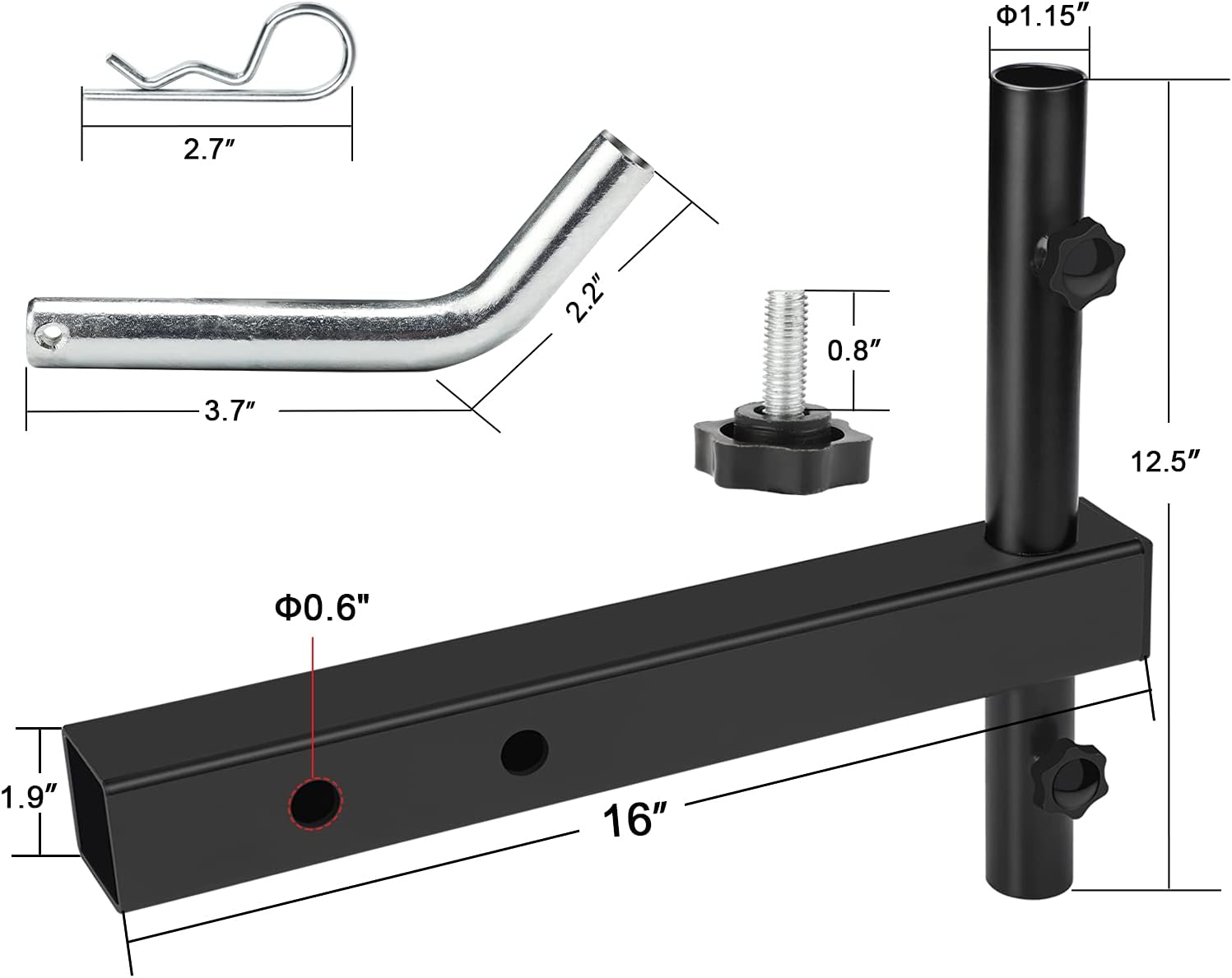 Hitch Mount Flagpole Holder, Denforste Flagpole Hitch Flag Pole with Anti-Wobble Screws, Flag Hitch Mount Universal for 2 inches Receiver, for Jeep, SUV, RV, Pickup, Truck, Camper, Trailer