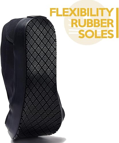 Miniatura 7 de Zapatos de trabajo antideslizantes para hombres y mujeres, unisex, color negro, casual, resistentes a las manchas y al aceite, tenis de servidor de