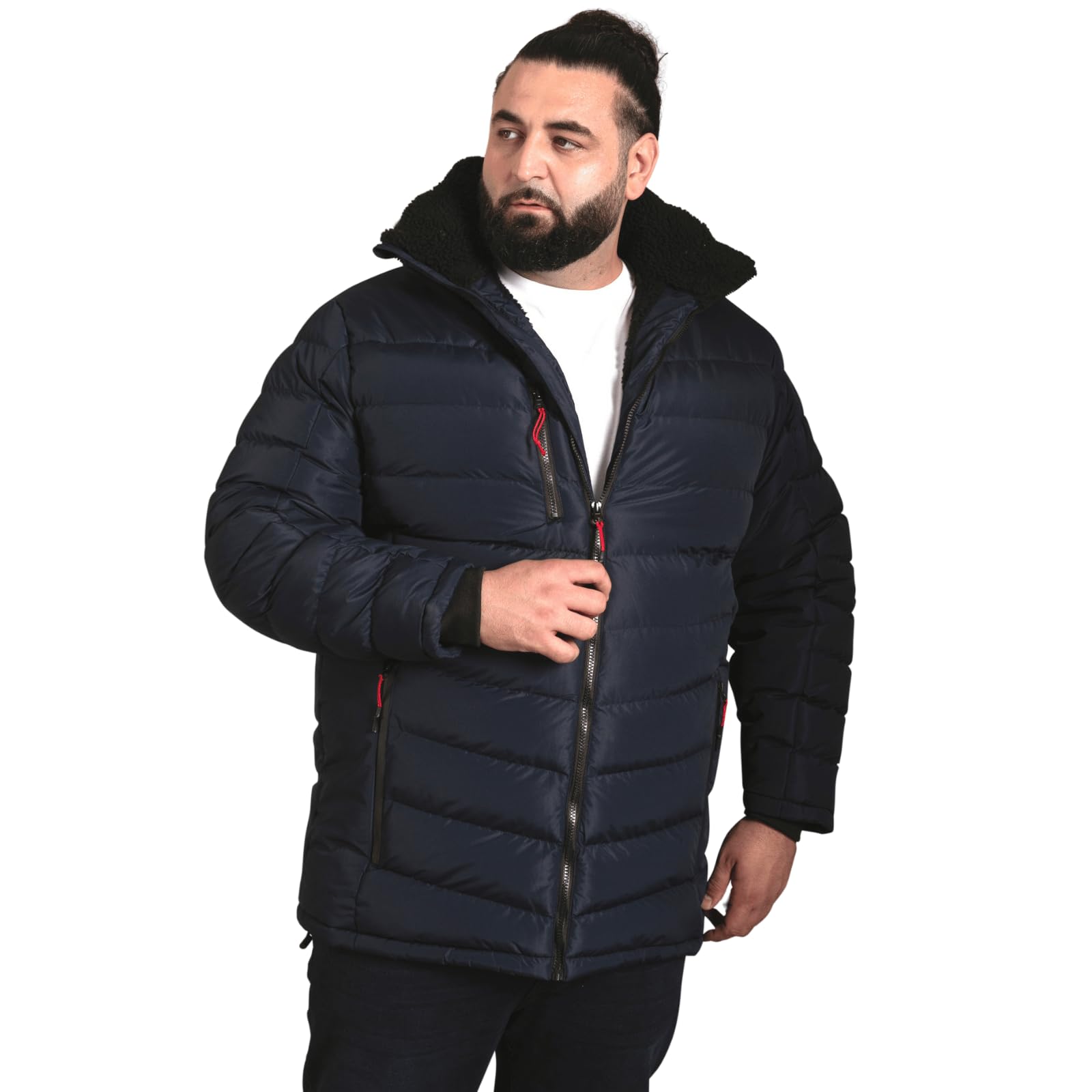 Duke Mens Workington Sherpa Lined Hooded Padded Jacket - Blue - 6XL