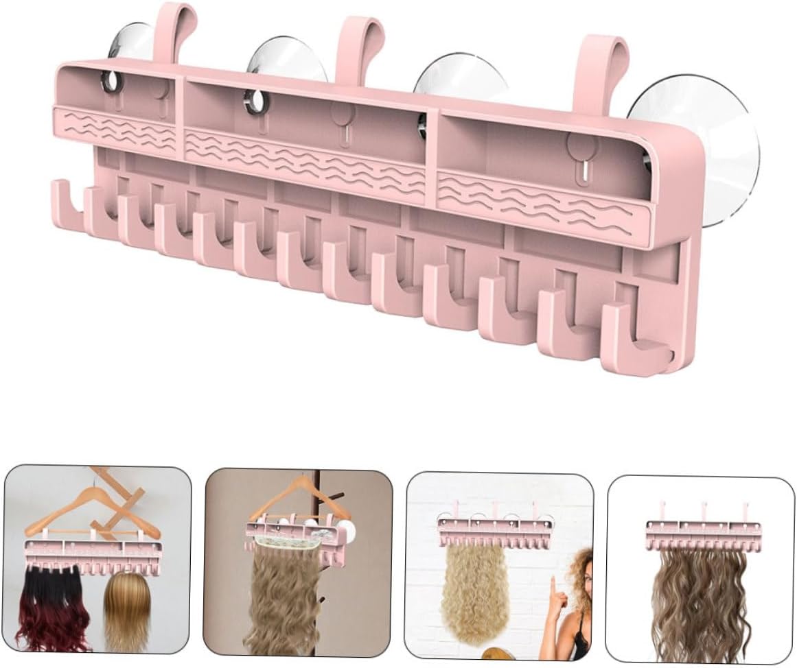 Mikinona Hair Extension Holder Portable Hair Rack Organizer for Salon and Home Use Wall-mounted Display for Wigs and Hairpieces No Drilling Required
