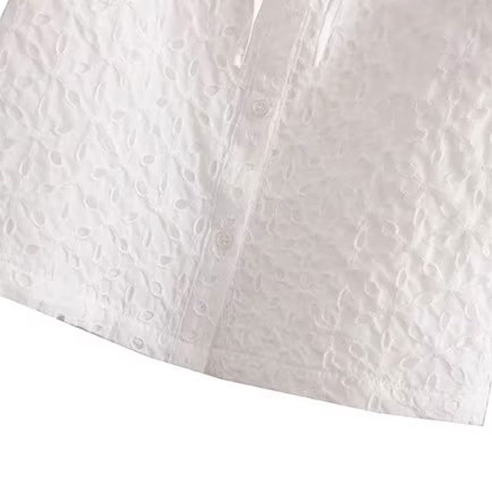 Top da donna con lacci traforati ricamati camicette a maniche corte abbottonate top femminili