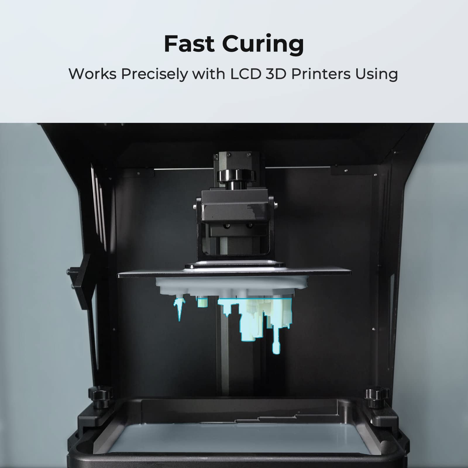 Creality Stampante 3D Resina 405nm UV Alta Precisione a Basso Odore a Polimerizzazione Rapida Standard Photopolymer Resin per Stampanti 3D LCD 3D Printer (Grigio, 1kg)