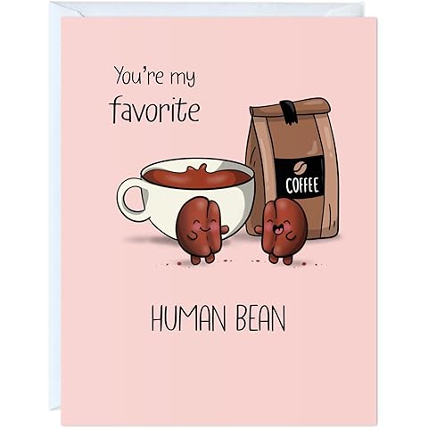 ALY LOU Funny Anniversary & Birthday Card – Punny Greeting Card Blank Inside, Cute & Perfect for Couples, Him, Her, Husband, Wife, Girlfriend, Boyfriend (You're my favorite human bean)