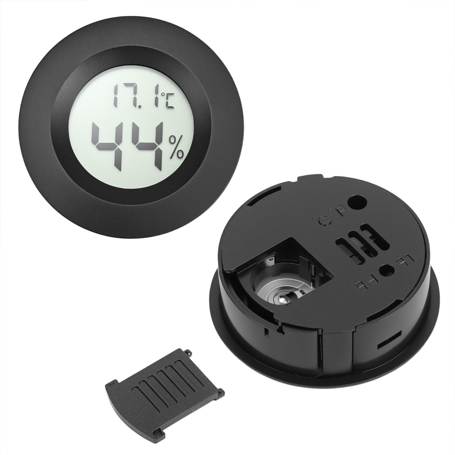 QWORK® Cyfrowy termometr z higrometrem, mini miernik temperatury i wilgotności powietrza 4,7 cm, do salonu, szklarni, piwnicy na wino, skrzyni na gady i wielu innych