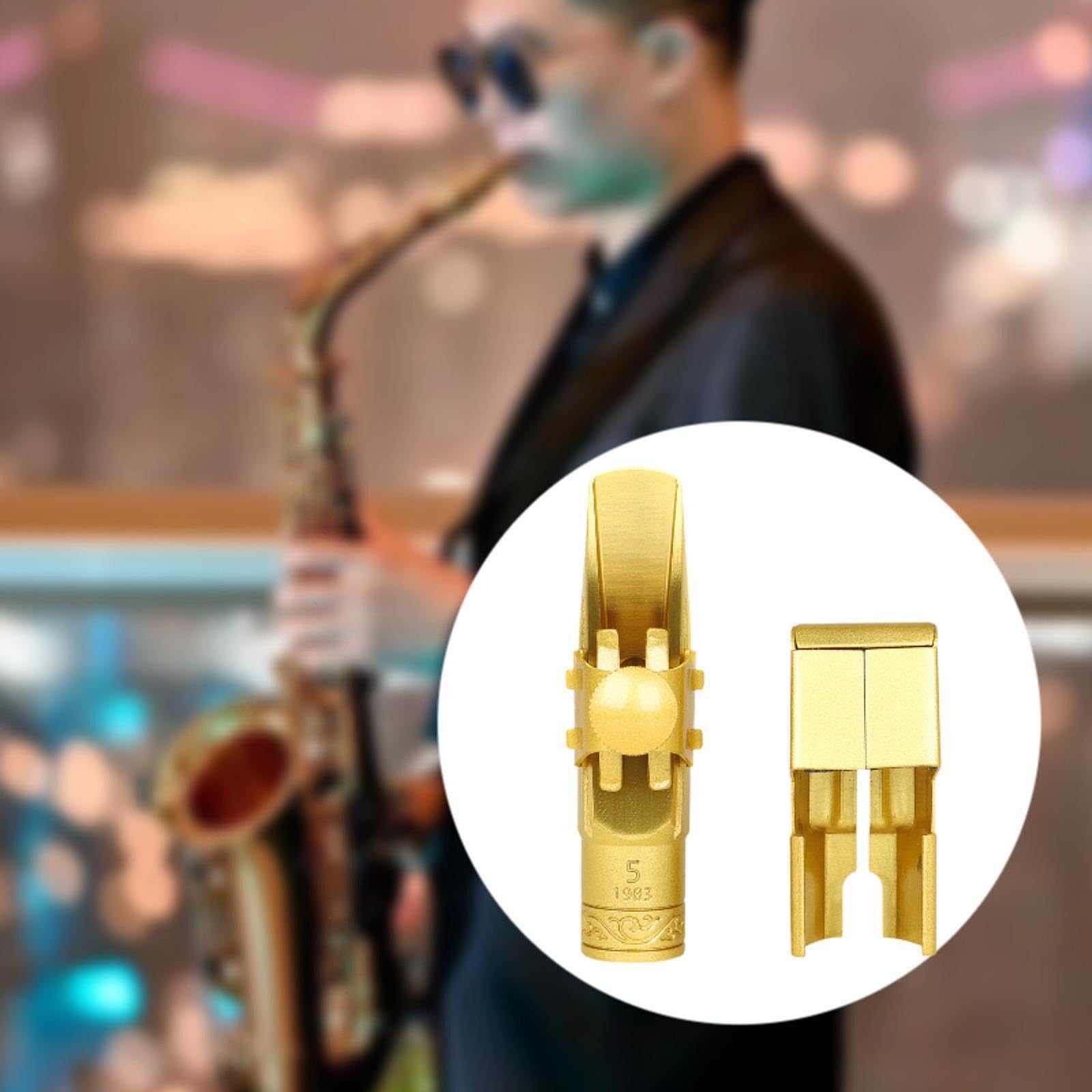 Boquilla de saxofón profesional chapada en oro, diseñada para | que buscan claridad de sonido y boquillas para saxofones altos con parches de ligadura.