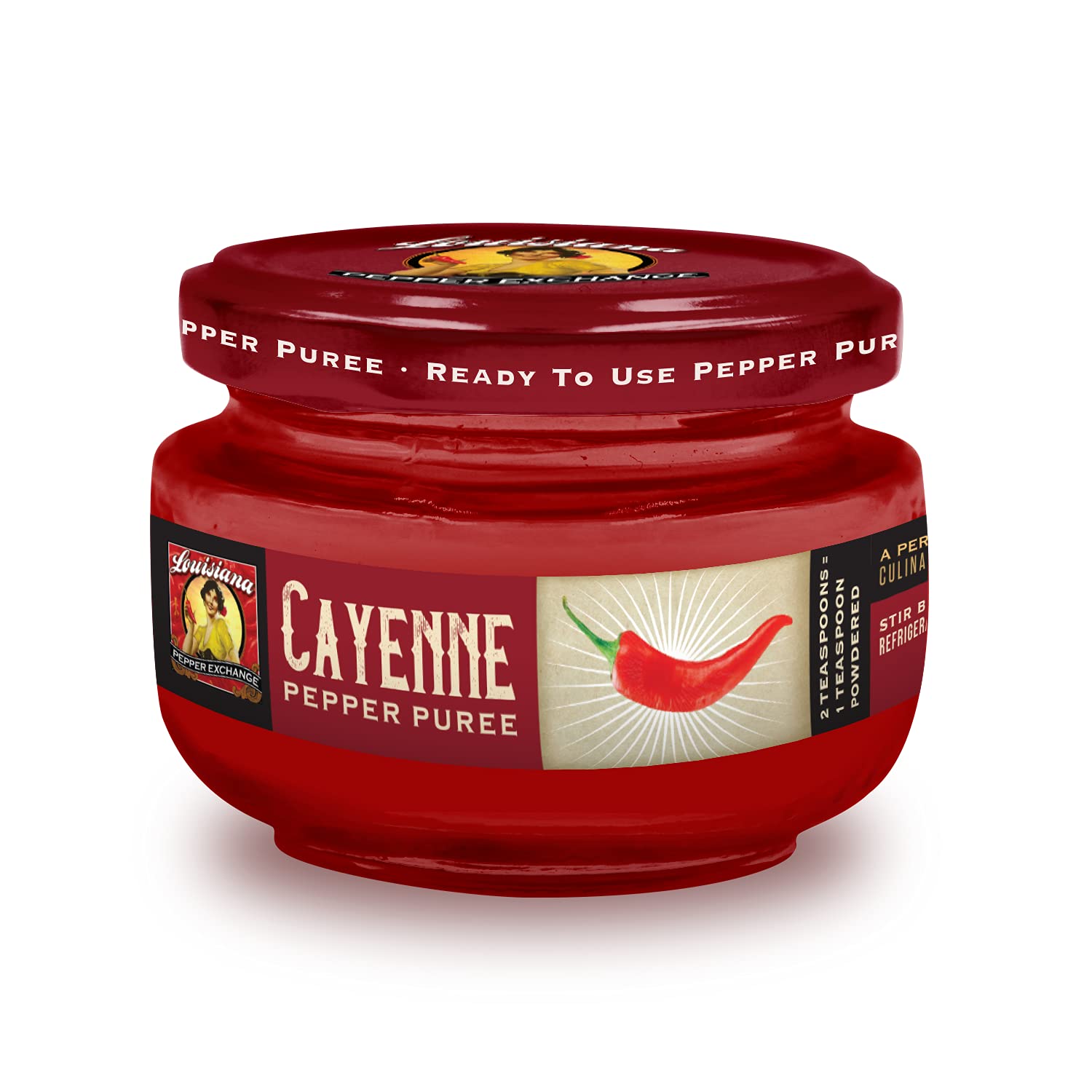 Cayenne Pepper Puree by Louisiana Pepper Exchange (1 Jar, 4 oz) – Gluten-Free, Plant-Based Cayenne Pepper Replacement