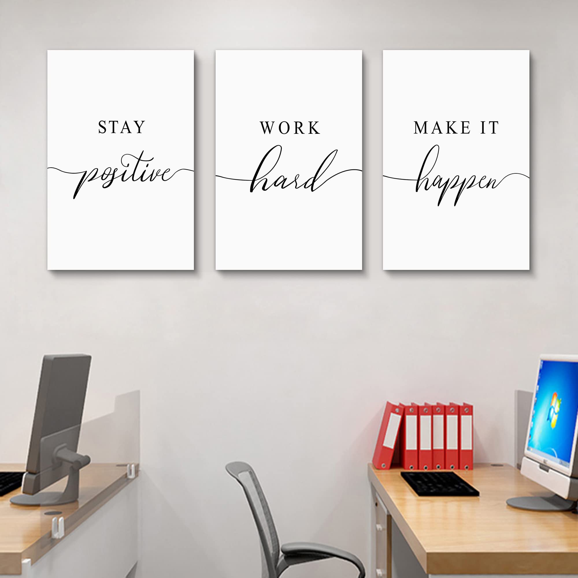 Framed Canvas Wall Art Positive Quotes, Office Wall Art Decor, White ...