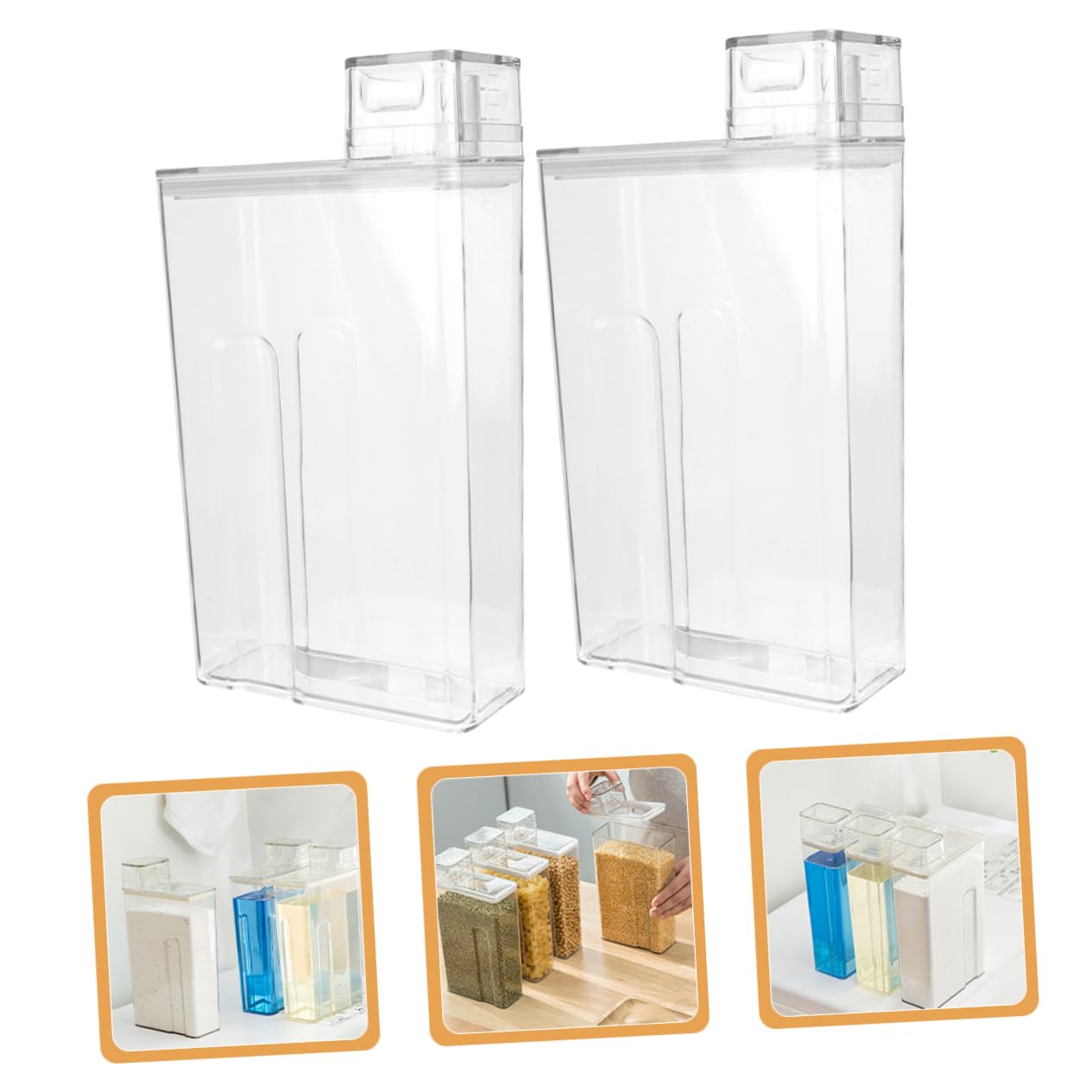 Happyyami Botella de Lavandería Reutilizable y Hermética Pet 2 Piezas para Almacenamiento de Detergente y Loción Diseño Transparente y Tapa Segura