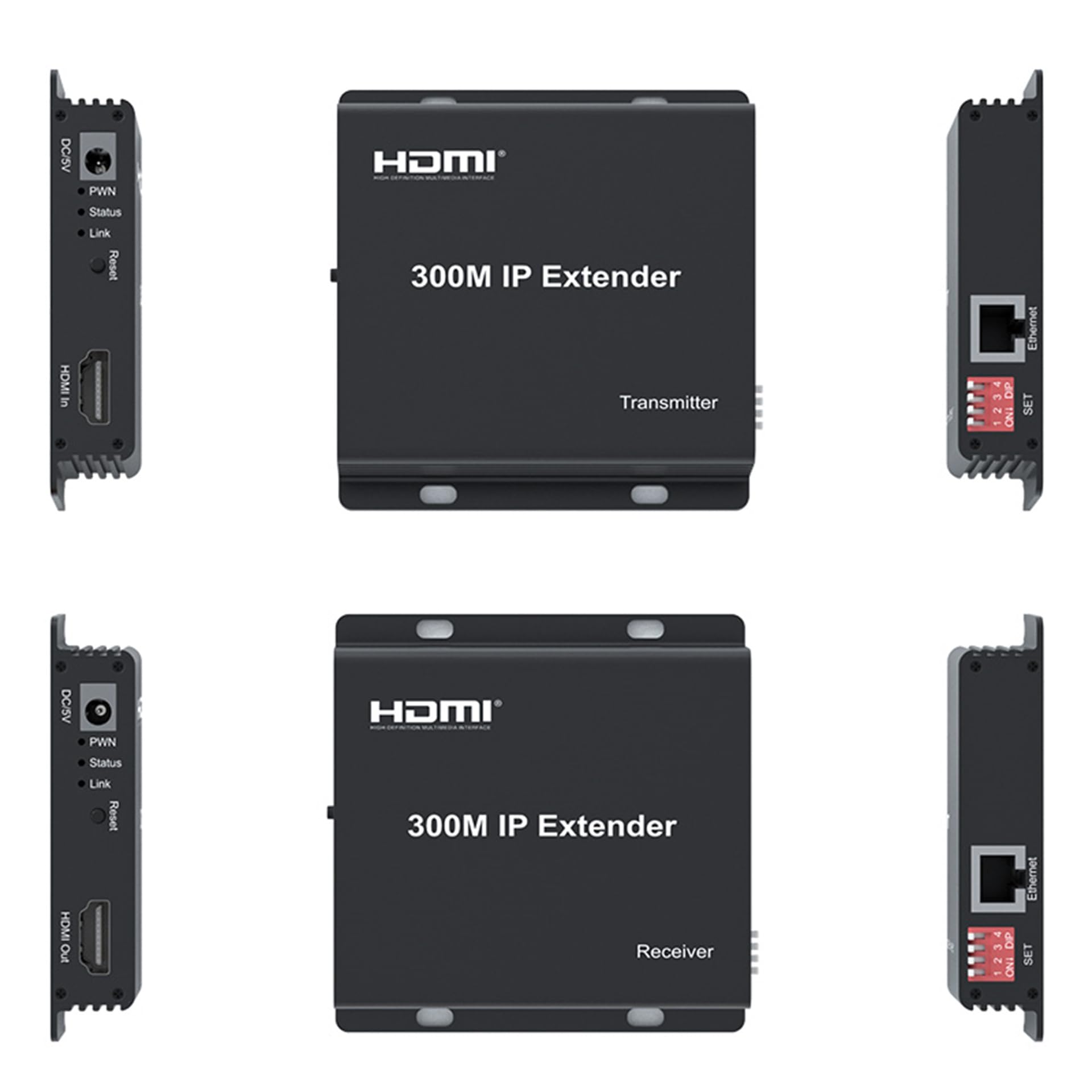 300M IP HDMI KVM extender, HDMI extender su IP RJ45 Cat6 cavo Ethernet 1080p HDMI KVM extender multipoint Connect network switch supporto PC DVR TV mouse tastiera (300M IP Extender)